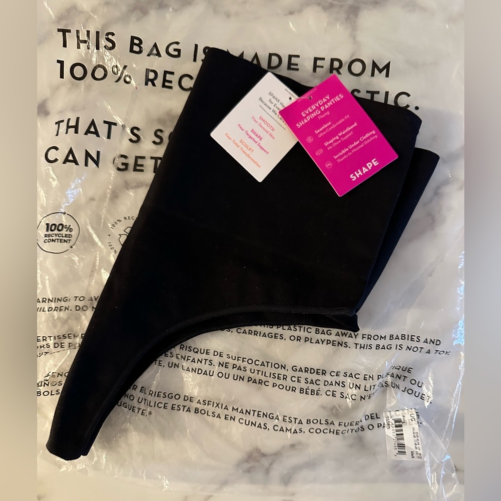 Spanx large black shaping thong NWT